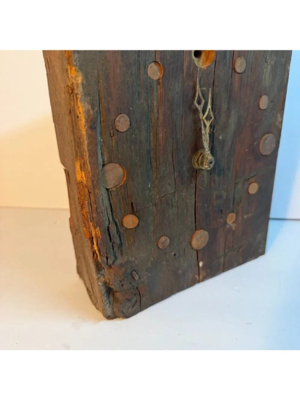 Handmade Rustic Reclaimed Wood Wall Clock Primitive Folk Art Cabin Farmhouse Dec